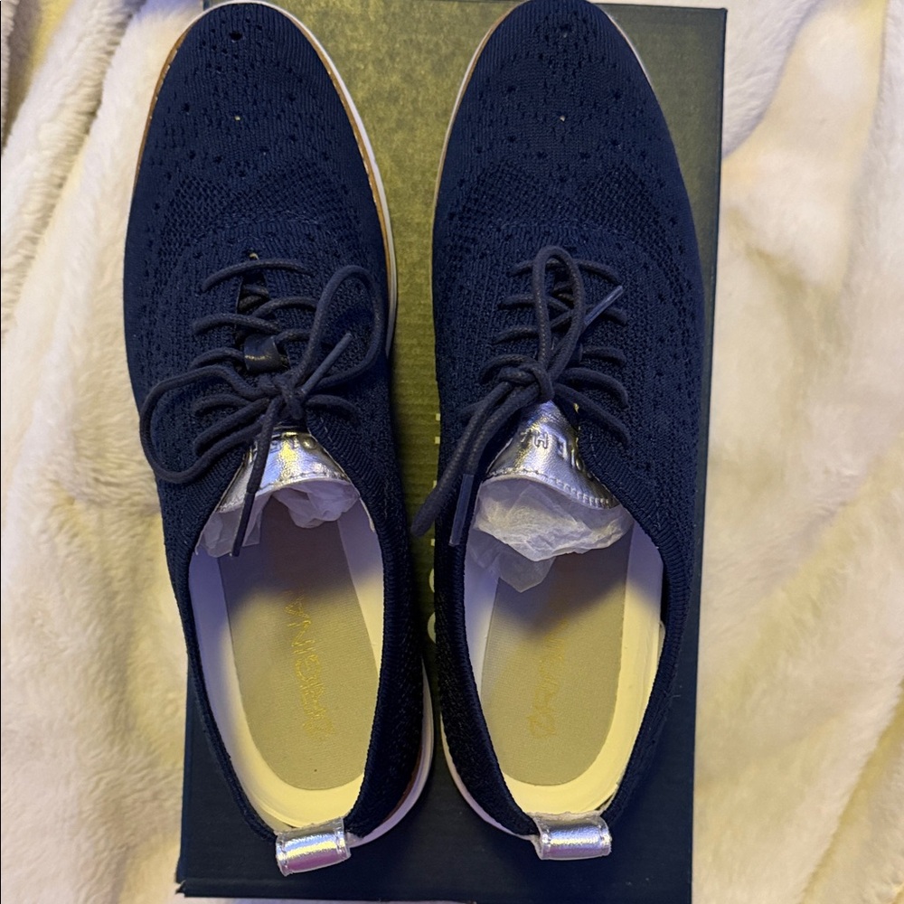 Cole Haan Dark Blue Lace-Up Loafers